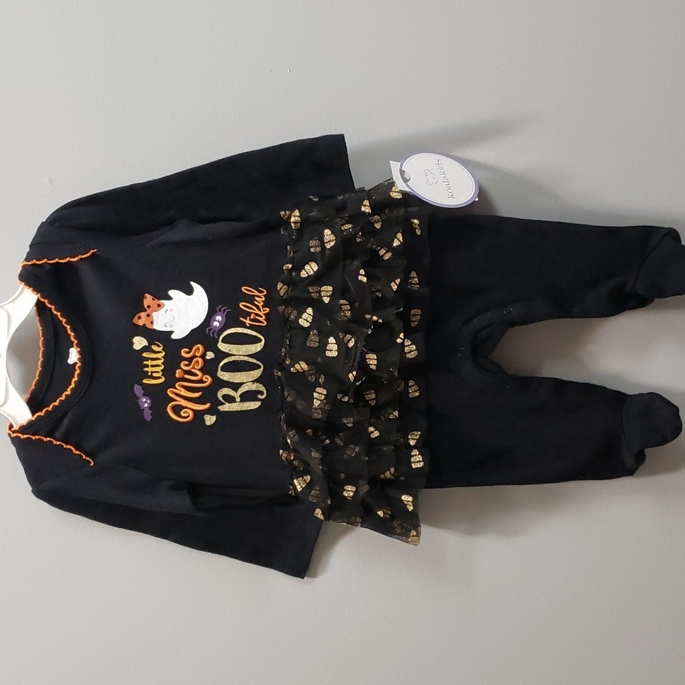 Koala Kids Halloween Ruffled Onesie with Headband